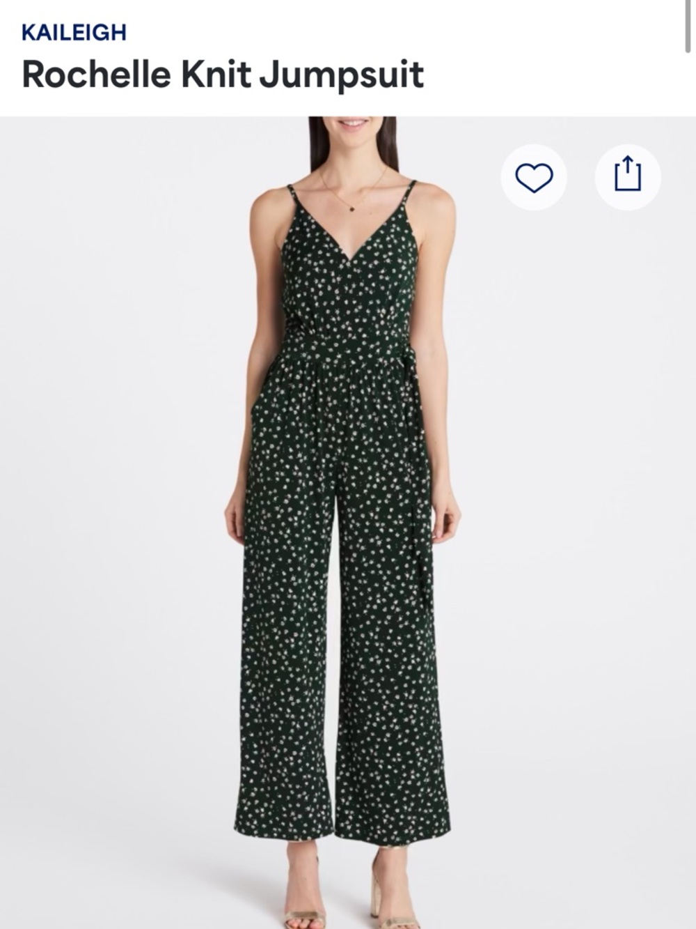 Kaileigh Dark Green Floral Spaghetti-Strap Jumpsuit